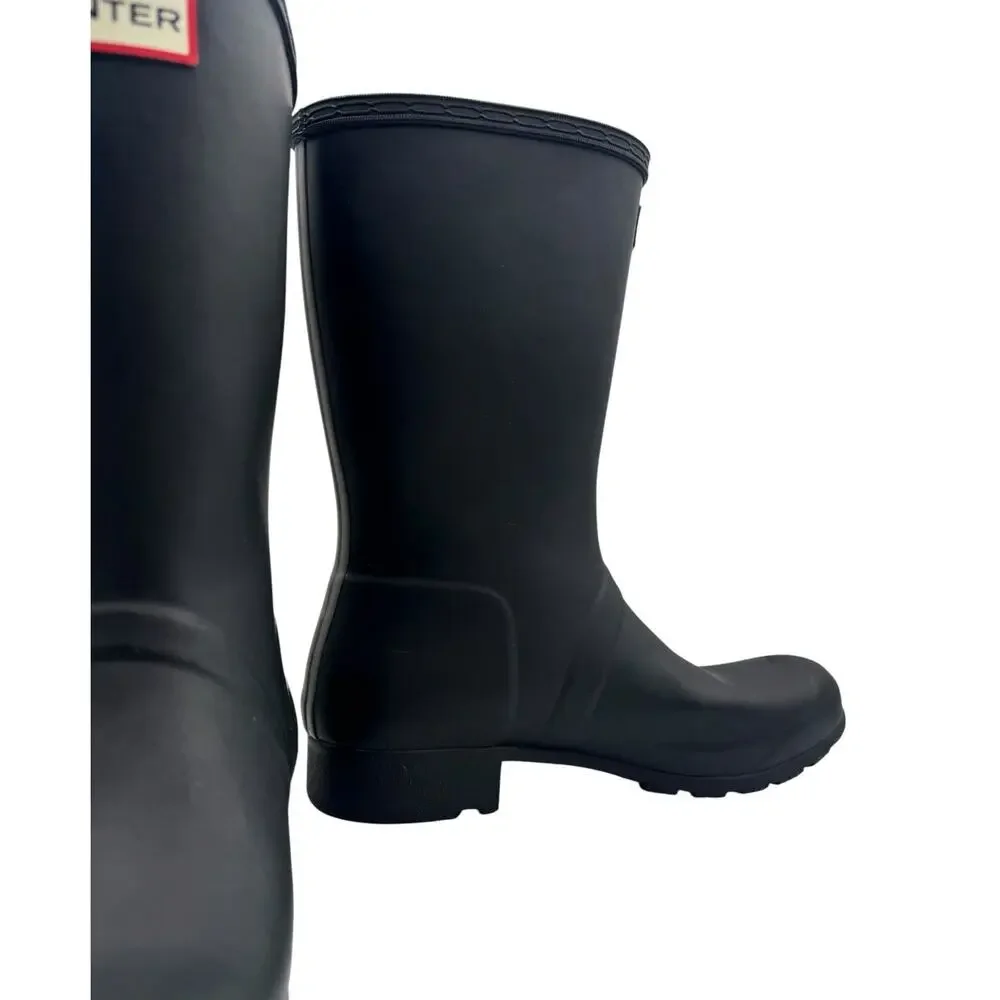 Hunter Original Tour Short Boot Womens Size 8 Black Packable Mid-Calf Rain Boots